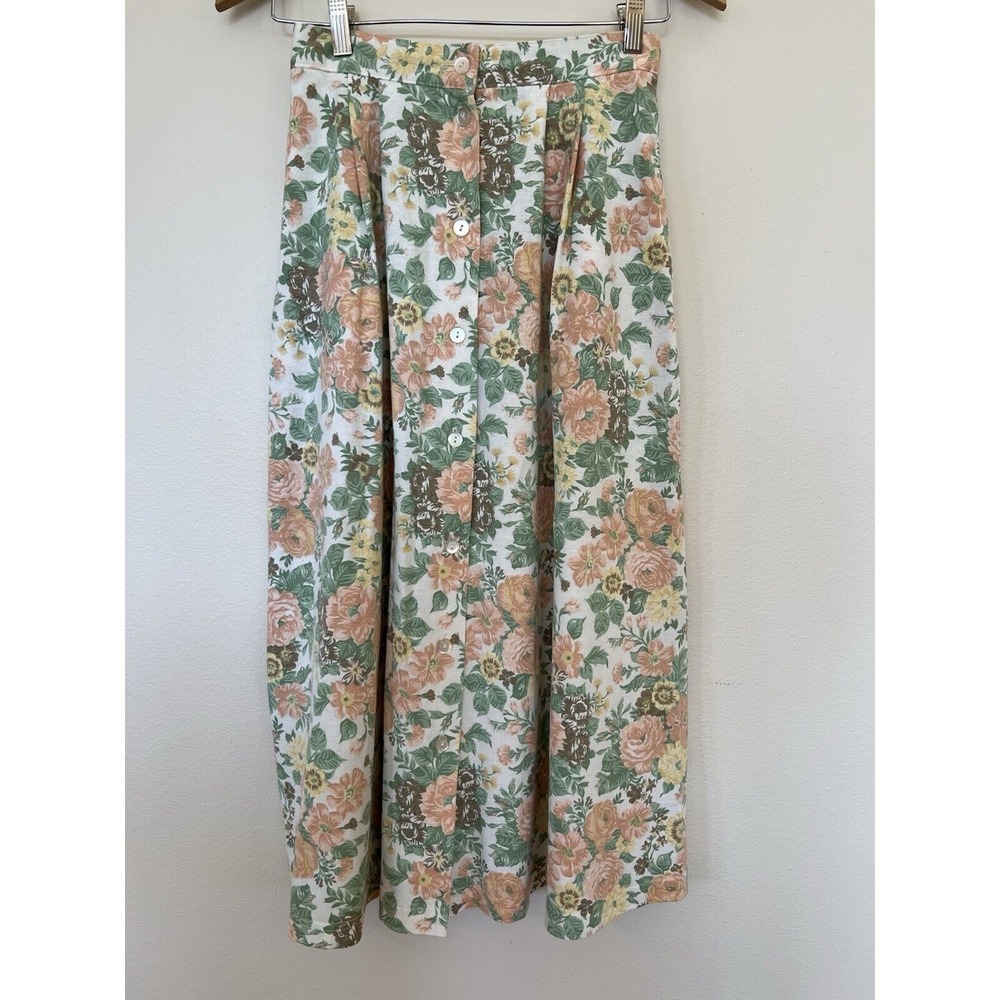 VTG‎ skirt made in USA cascade blues size medium cottage core floral midi
